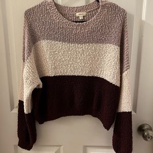 Crop striped knit sweater